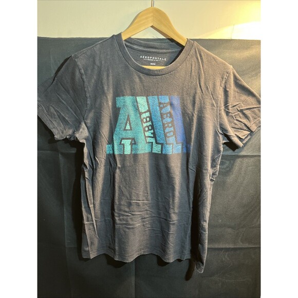 Aeropostale Mens Graphic T-shirt Medium Black Short Sleeve Crew Neck - Picture 1 of 11